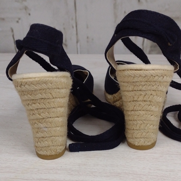 Lands' End Black and Tan Wedges with Lace Up Ankle Straps Size 7.5 - Picture 5 of 7